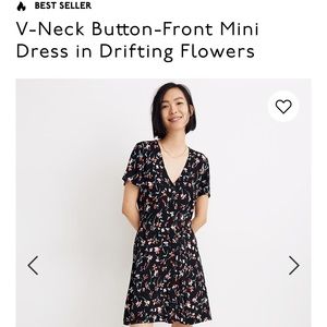 Madewell Button Front Mini Dress Drifting Flowers